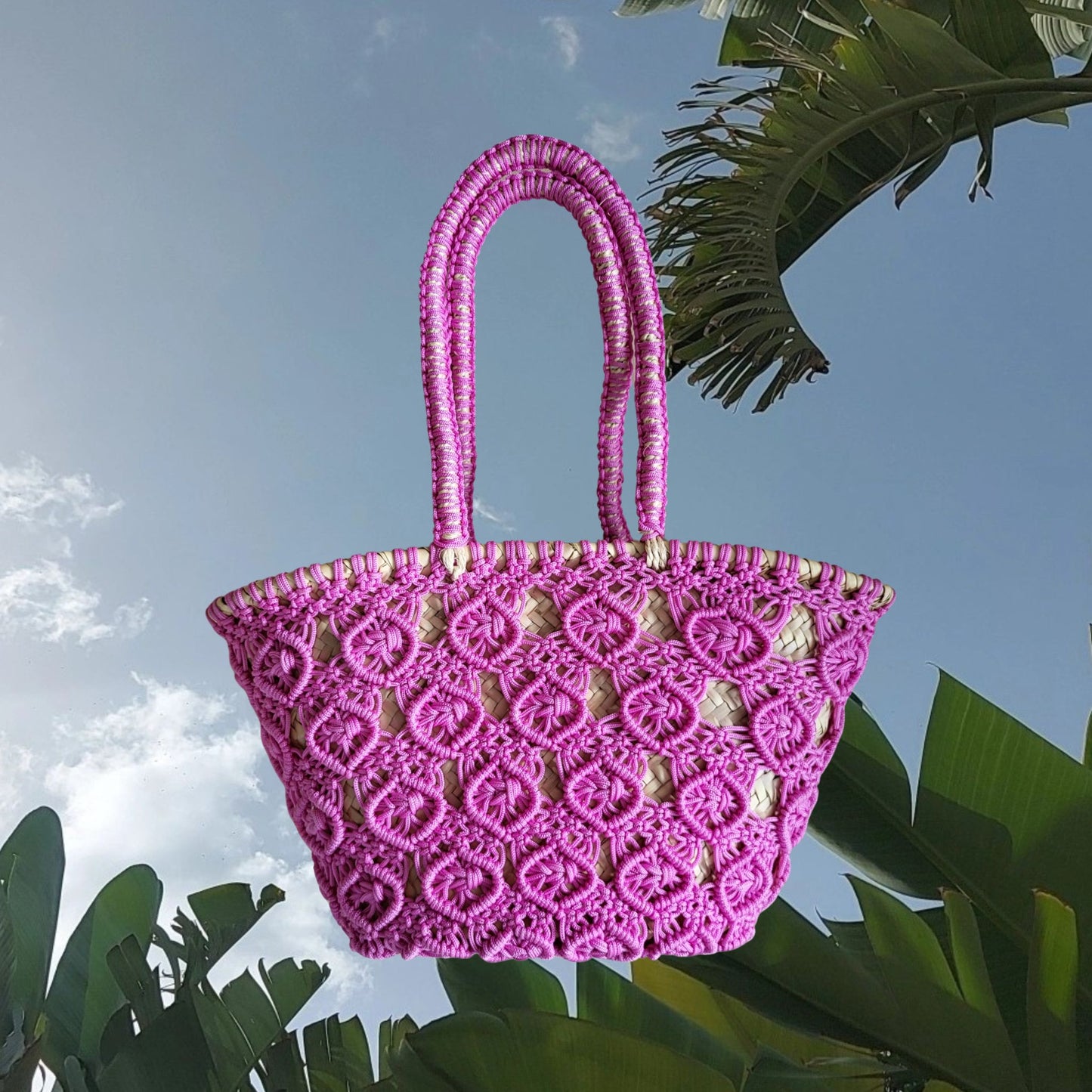 CROCHET STRANDTASCHE - STRAW BAG, Small