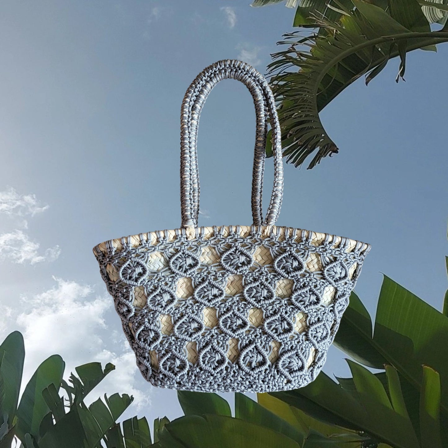 CROCHET STRANDTASCHE - STRAW BAG, Small