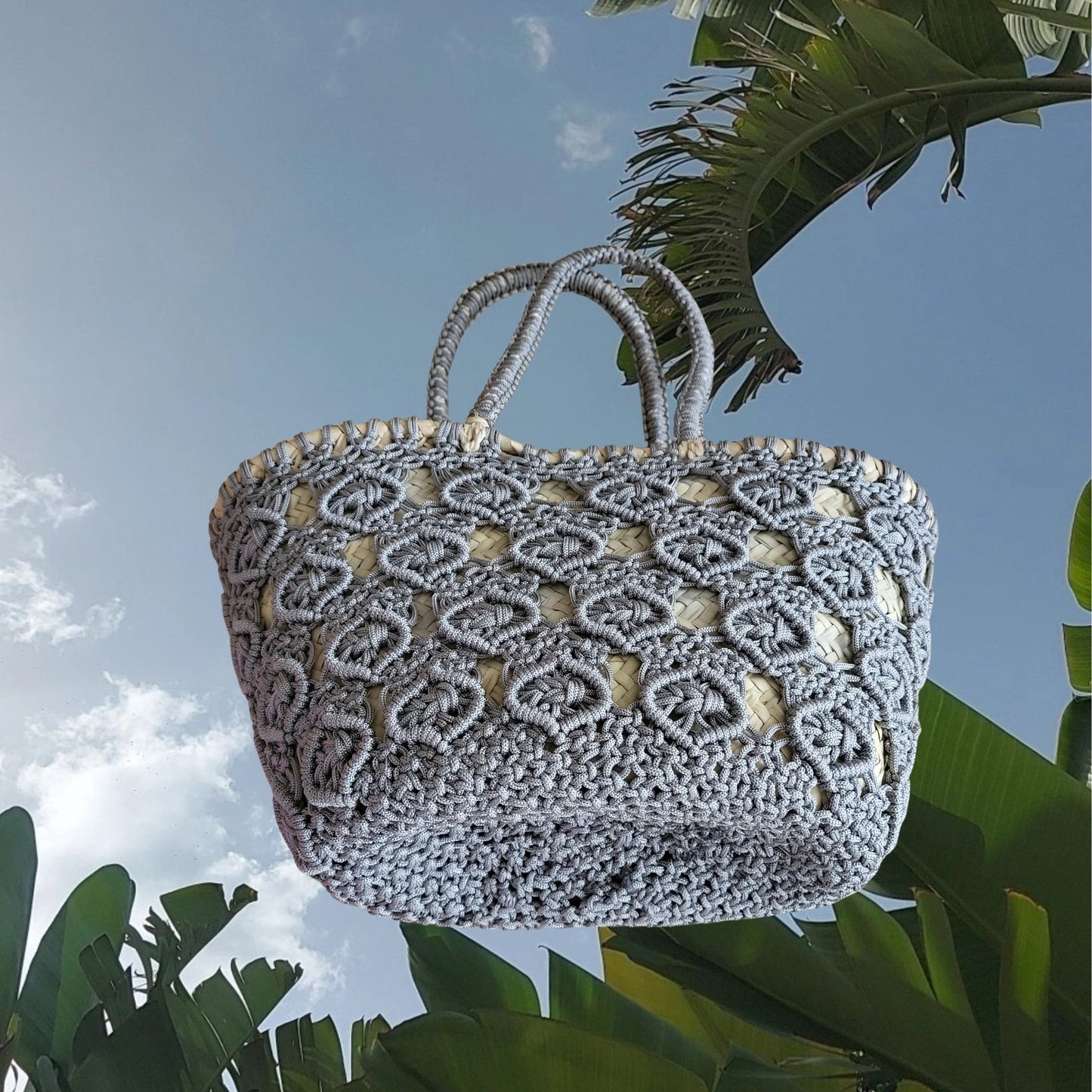 CROCHET STRANDTASCHE - STRAW BAG, Small