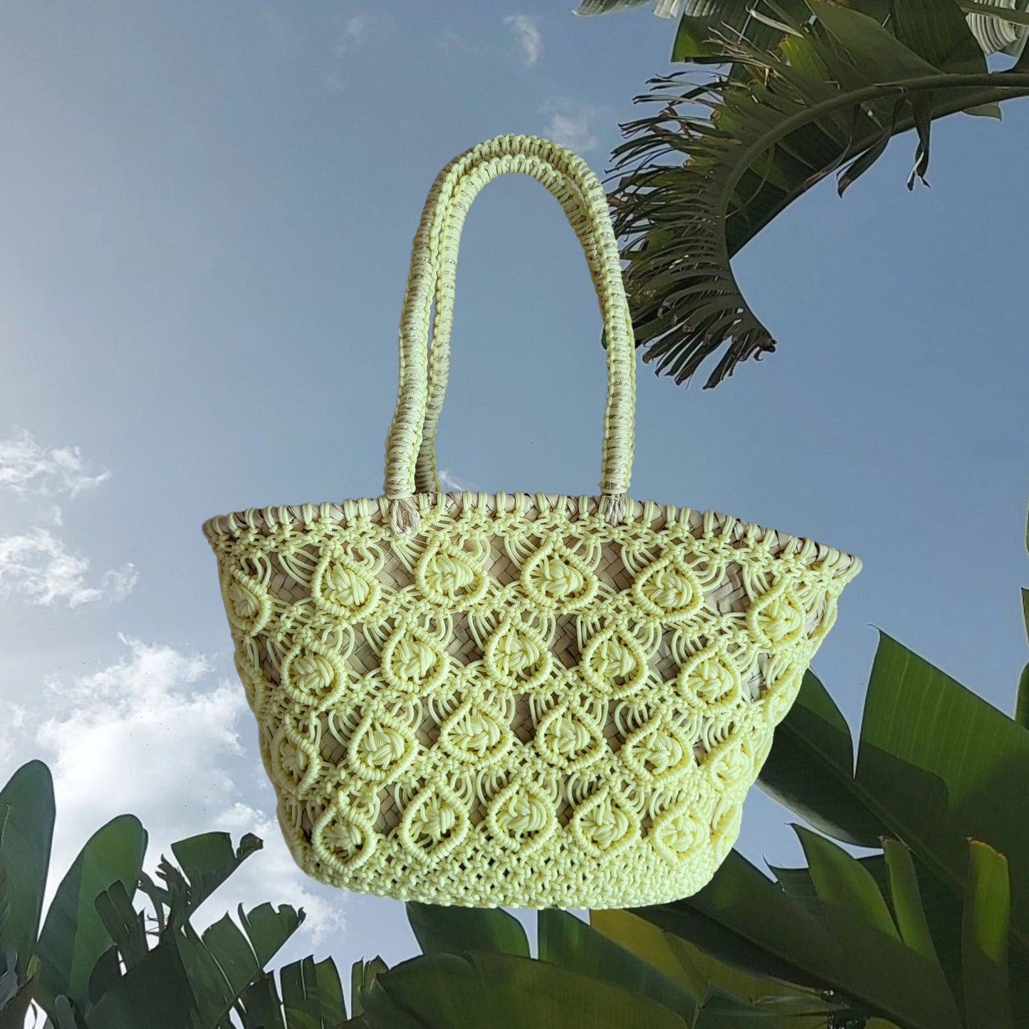 CROCHET STRANDTASCHE - STRAW BAG, Small