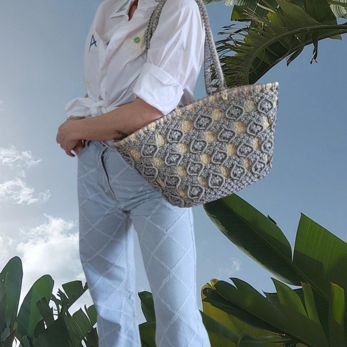 CROCHET STRANDTASCHE - STRAW BAG, Small
