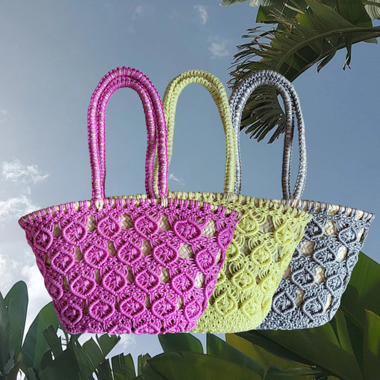 CROCHET STRANDTASCHE - STRAW BAG, Small