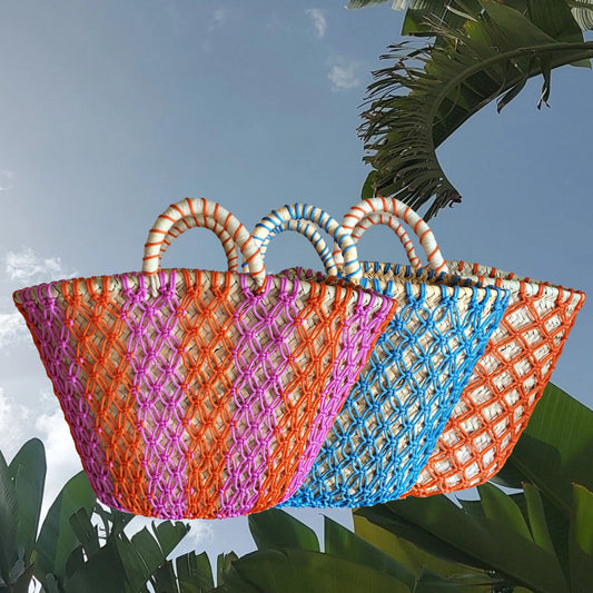 MESH STRANDTASCHE  - STRAW BAG, Medium